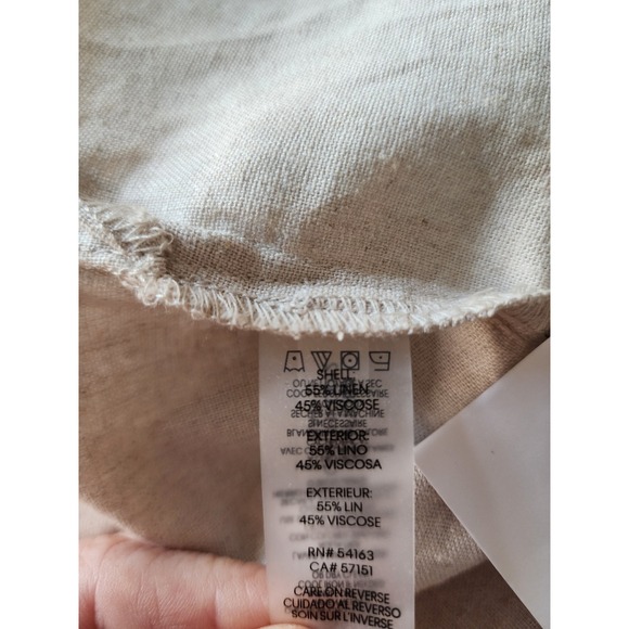 NWT Calvin Klein Linen Blend Shirt Dress Tan Size 8 Button Front Pocketed Casual - Picture 9 of 11